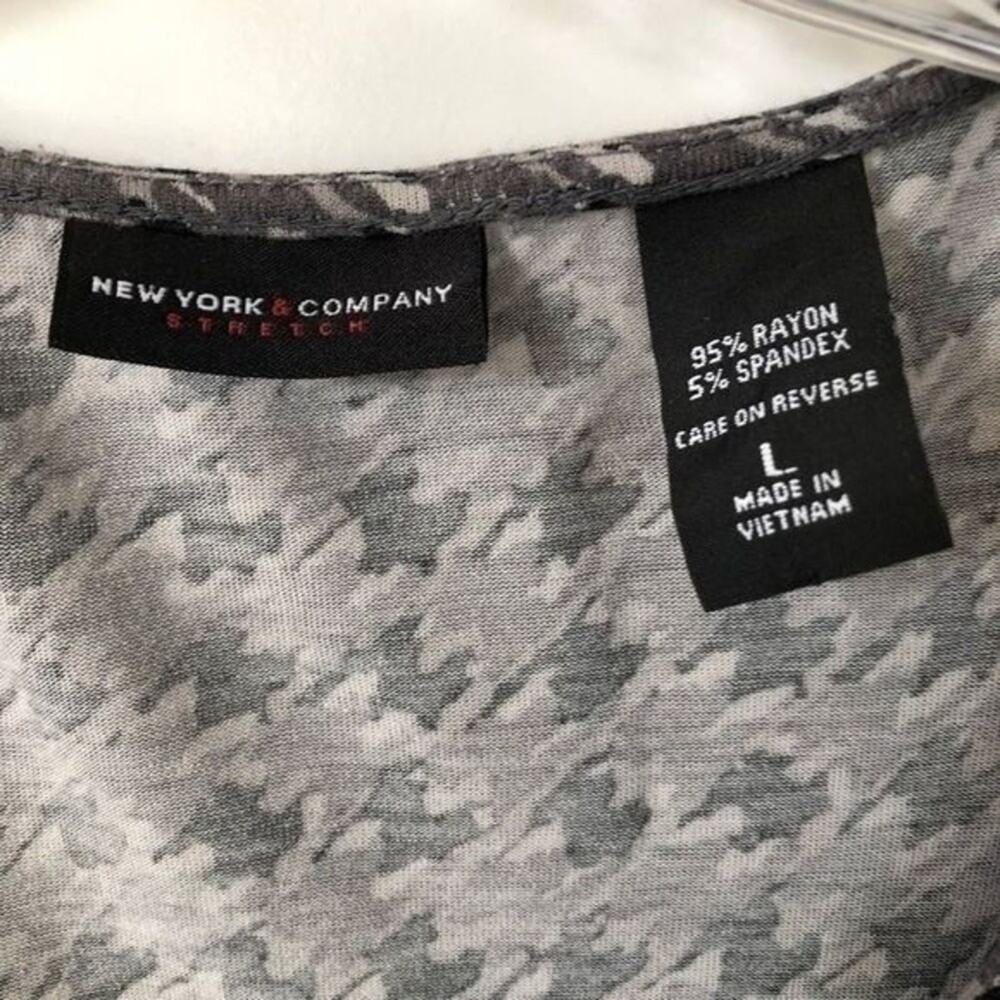 NEW YORK AND CO Midi Dress Womens L Black Gray Houndstooth Print Office Business - Picture 4 of 10